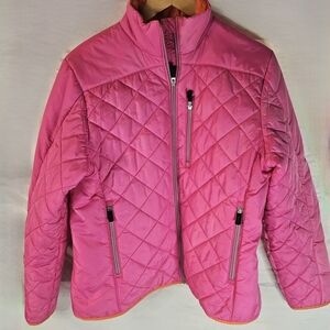 Lands' End Pink Puffer Jacket with Diamond Quilting Size Medium